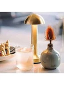 Masa Üstü Lamba - Ledli Masa Lambası - Şarjlı Mantar Gece Lambası LED Abajur - Rose Gold - 25CM thumbnail 3