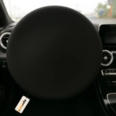 Düz Siyah Her Araca Uyumlu Siyah Direksiyon Koruma Kılıfı  Penye Kumaş Doku - 1