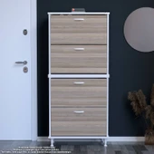 Modilayn UMAY' 2 Li Antre Hol 72 x 168x 25, 5 cm’ lik 4 Düşer Kapak 8 Göz Raf  Bölmeli Ayakkabılık - 1