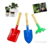 Kürek tırmık hobi seti Kürek bahçe seti metal başlık 3 lü set - 5