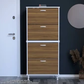 Modilayn UMAY' 2 Li Antre Hol 72 x 168 x 25, 5 cm’ lik 4 Düşer Kapak 8 Göz Raf Bölmeli Ayakkabılık - 1