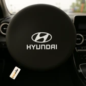 Hyundai Uyumlu Siyah Direksiyon Koruma Kılıfı  Penye Kumaş Dokuma - 1