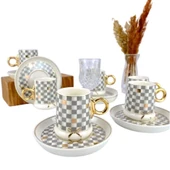 Acar MXG-22-0125 Gri Almond 6lı Porselen Kahve Fincan Takımı thumbnail 1