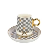 Acar MXG-22-0125 Gri Almond 6lı Porselen Kahve Fincan Takımı thumbnail 3