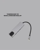 Type‑C Dönüştürücü – 2×USB3.0, SD/MS, 4K HDMI & RJ45 ile Profesyonel Kullanım - 2