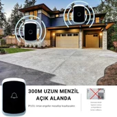 Coofbe Led Işıklı Su Gecirmez Kablosuz Kapı Zili 300 Metre Uzun Menzilli Ev, Ofis Yazlık İçin Yüksek Sesli - 11