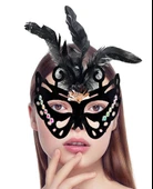 pilelistore Siyah Renk Siyah Süet Kaplama Tüylü Kelebek Figür Parti Maskesi 24x18 cm - 2