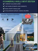 IO781 WİFİ Güvenlik Kamerası 4 Kameralı 20MP ULTRA HD PTZ Hareketli Sesli Gece Görüşlü Akıllı Kamera - 3