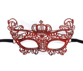 pilelistore Kırmızı Renk Dantel Örgü İşlemeli Parti Maskesi Model 2 - 1