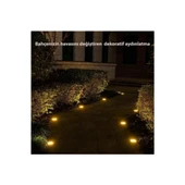 pilelistore 4'lü Solar Panelli Kazıklı Zemin Solar Ledi 8+4 Led GÜN IŞIĞI - 1