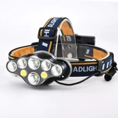 pilelistore Güçlü USB Şarj Edilebilir Profesyonel 8 Modlu 6000 Lümen 8 LED Su Geçirmez Kafa Lambası thumbnail 1