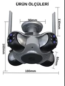 IO781 WİFİ Güvenlik Kamerası 4 Kameralı 20MP ULTRA HD PTZ Hareketli Sesli Gece Görüşlü Akıllı Kamera - 8