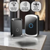 Coofbe Led Işıklı Su Gecirmez Kablosuz Kapı Zili 300 Metre Uzun Menzilli Ev, Ofis Yazlık İçin Yüksek Sesli - 7