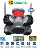 IO781 WİFİ Güvenlik Kamerası 4 Kameralı 20MP ULTRA HD PTZ Hareketli Sesli Gece Görüşlü Akıllı Kamera - 1