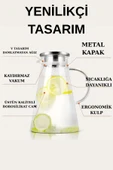 Metal Kapaklı Borosilikat Cam Sürahi 1.8 Litre thumbnail 2