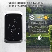 Coofbe Led Işıklı Su Gecirmez Kablosuz Kapı Zili 300 Metre Uzun Menzilli Ev, Ofis Yazlık İçin Yüksek Sesli - 2