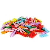 pilelistore 100'lü Renkli Ahşap Fotoğraf Albüm Mandal 2.5cm (10'lu Paket-1000 Adet) - 1
