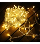 pilelistore Yılbaşı Aydınlatması 100 LED Perde Hortum Sıcak Beyaz Işık - 10 Metre Dekoratif Şeffaf Kablolu Süs - 1