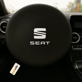 Seat Uyumlu Siyah Direksiyon Koruma Kılıfı  Penye Kumaş Dokuma - 1