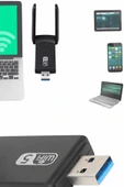 Mbps Wifi Alıcı Kablosuz Wifi Adaptörü Çift Band Çift Antenli - 1