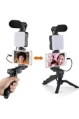 Telefon Tutucu Mikrofonlu Işıklı Youtuber Video Kayıt - 4