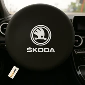 Skoda Uyumlu Siyah Direksiyon Koruma Kılıfı  Penye Kumaş Dokuma - 1