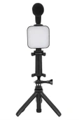 Telefon Tutucu Mini Mikrofonlu Tripod Vlog Çekim Video - 5