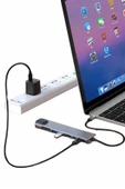 8 Port Çoklayıcı Macbook Ile Uyumlu Çoğaltıcı Type-C dönüştürücü TF SD kart - 1