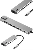 8 Portlu Macbook Çevirici Type C Hub  SD TF USB Çoğaltıcı Ethernet - 3