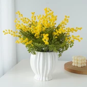 Yapay Çiçek Sarı Mimoza Demeti 5 Dallı 38cm Mimosa Yapay Bitki - 1