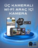 Üç Kameralı 1080p Full HD Araç İçi Kamera – G-Sensörlü ve Gece Görüşlü - 1