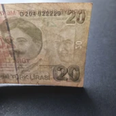 Escoines Koleksiyon 3996368f6bf0b64214 9.Emisyon 20Türk-Lirası Güzel Numara D204 922229 kağıt para - 3