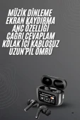 Kulak İçi Bluetooth Kulaklık Ekranlı Müzik Dinleme Çağrı Cevaplama Siyah - 1