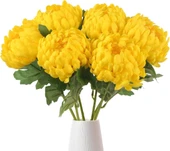 Yapay Çiçek Krizantem Sarı Açık 90cm Tek Dal Kumaş Çiçek Uzun Dal thumbnail 2