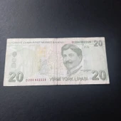 Escoines Koleksiyon 3996368f6bf0b64214 9.Emisyon 20Türk-Lirası Güzel Numara D204 922229 kağıt para - 1