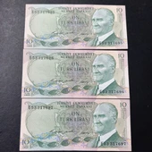 Escoines 3996368f7fbb8f0e4b Seri Takipli ÇİL 3 Adet 10 Lira 6.Emisyon E53 1.Tertip thumbnail 1