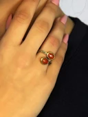 Doğal Taş Akik Oval İkili Doğal Taşlı Antik Model Kadın Ayarlanabillir Yüzük euy75a thumbnail 1