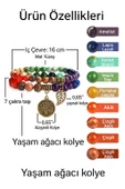 Valkyrie 7 Çakra Doğal Taş Bileklik – Yaşam Ağacı & Yaprak Charm, Meditasyon ve Enerji Dengeleyici Bileklik - 7