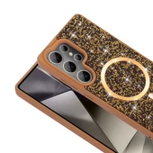 Galaxy S25 Ultra Kılıf Pırlanta Tasarımlı M-safe Şarj Özellikli  Mozaik Silikon Kapak thumbnail 7