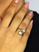 Doğal Taş Aytaşı İkili Doğal Taşlı Antik Model Kadın Ayarlanabillir Yüzük euy75ay thumbnail 1