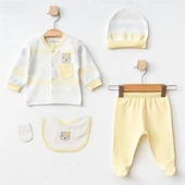 Aziz Bebe %100 Pamuk Erkek Bebek 5'Li Hastane Çıkışı Sarı AZZ.SRI.5341 - 1