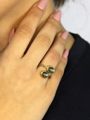 Doğal Taş Labradorit İkili Doğal Taşlı Antik Model Kadın Ayarlanabillir Yüzük euy75lbt thumbnail 2