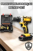 Metal Dişli 24W Akülü Matkap -Çift Bataryalı ve LED Çalışma Işığı ile Tam Set - 2