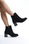 New Larissa Kısa Topuklu Siyah Süet Kadın Bot thumbnail 3