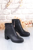 Pierre Cardin 54191 Siyah Cilt Sıcak Astar Kalın Topuklu Kadın Bot - 6