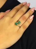 Doğal Taş Yeşil Akik Doğal Taşlı Antik Model Kadın Ayarlanabillir Yüzük euy75ya thumbnail 2
