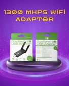 Yüksek Hızlı 1200 Mbps Çift Bant USB WiFi Adaptör – Güçlü Sinyal, Geniş Uyumluluk - 1