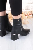 Pierre Cardin 54971 Siyah Cilt Fermuar Detaylı Kalın Topuklu Kadın Bot thumbnail 5