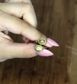 Doğal Taş Sitrin İkili Doğal Taşlı Antik Model Kadın Ayarlanabillir Yüzük euy75s thumbnail 3