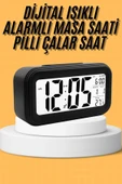Dijital Masa Saati Takvim Çalar Saat Alarmlı Işıklı Led Ekran Pilli - 1